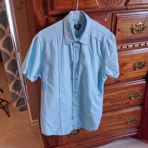 Men's Mexx Blue Linen Blend Button Down Shirt Size Large